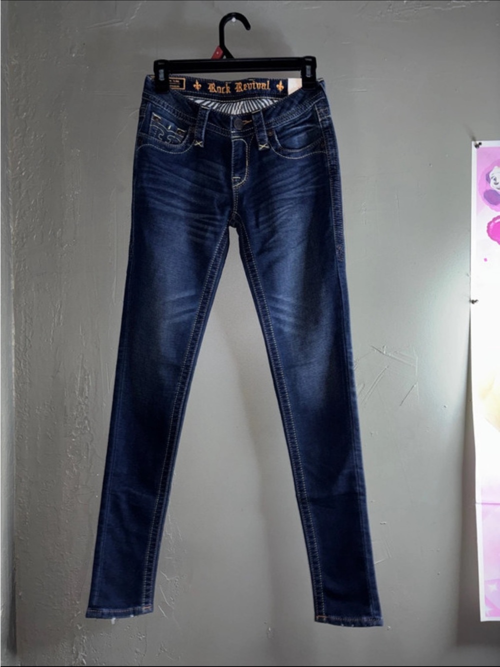 Rock Revival Women's Indigo Skinny Jeans with Contrast Stitching